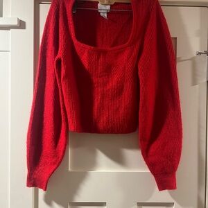 H&M Red Square Neck Women's Sweater